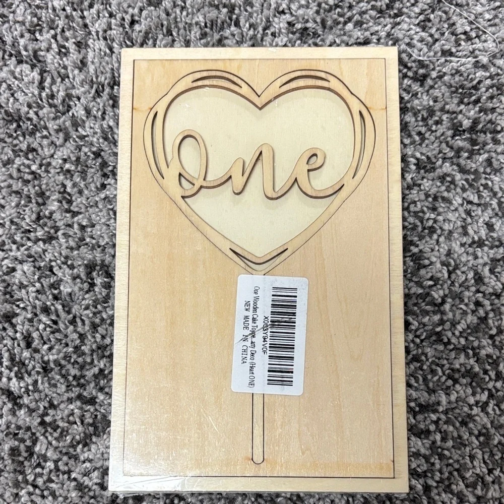 One Wooden Cake Topper -